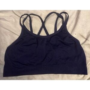 Ryka Navy Blue Seamless Low Impact‎ Strappy Back Sports Bra, Large